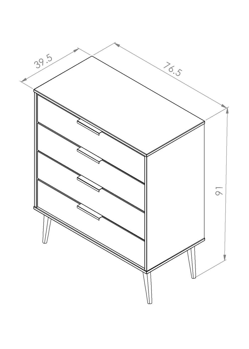 Ready Assembled Milano 4 Drawer Chest - One Size Image 5