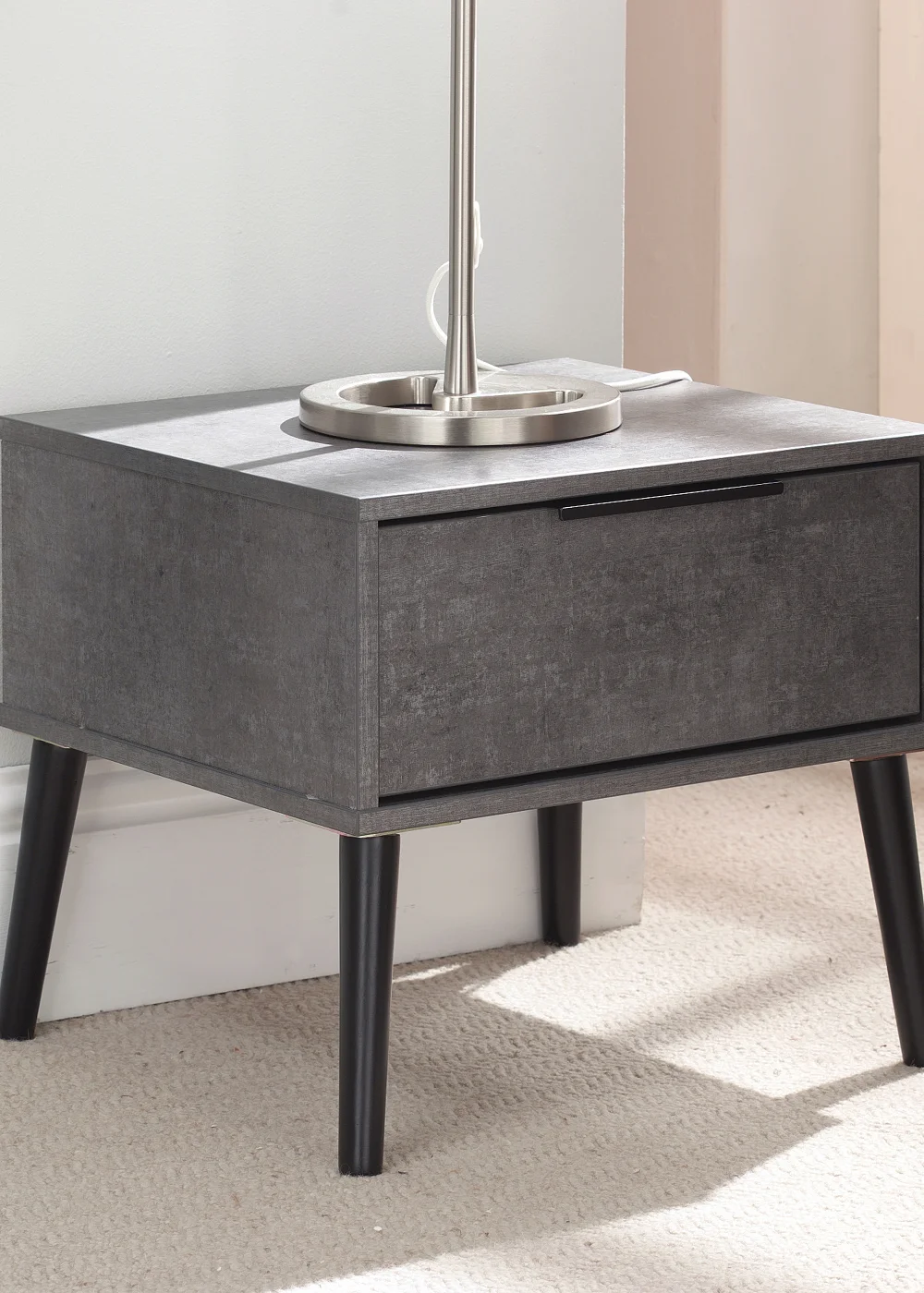 Swift Milano 1 Drawer Bedside Table (41cm x 39.5cm x 45cm) - One Size Image 2