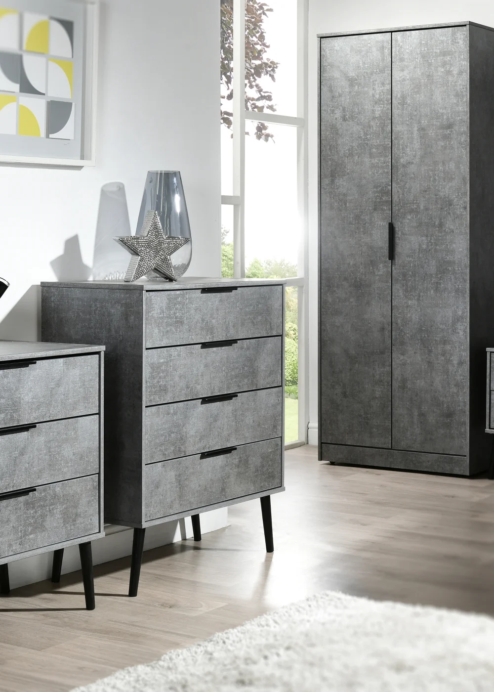 Swift Milano 2 Drawer Bedside Table (50.5cm x 41.5cm x 39.5cm) - One Size Image 5