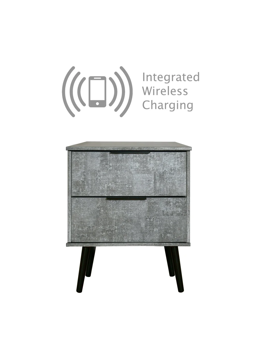 Swift Milano Wireless Charging Bedside Table (50.5cm x 41.5cm x 39.5cm) - One Size Image 2