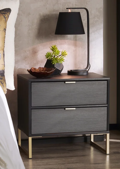 Swift Cordoba Double 2 Drawer Bedside Cabinet (54cm x 39.5cm x 57.5cm) - One Size Image 2