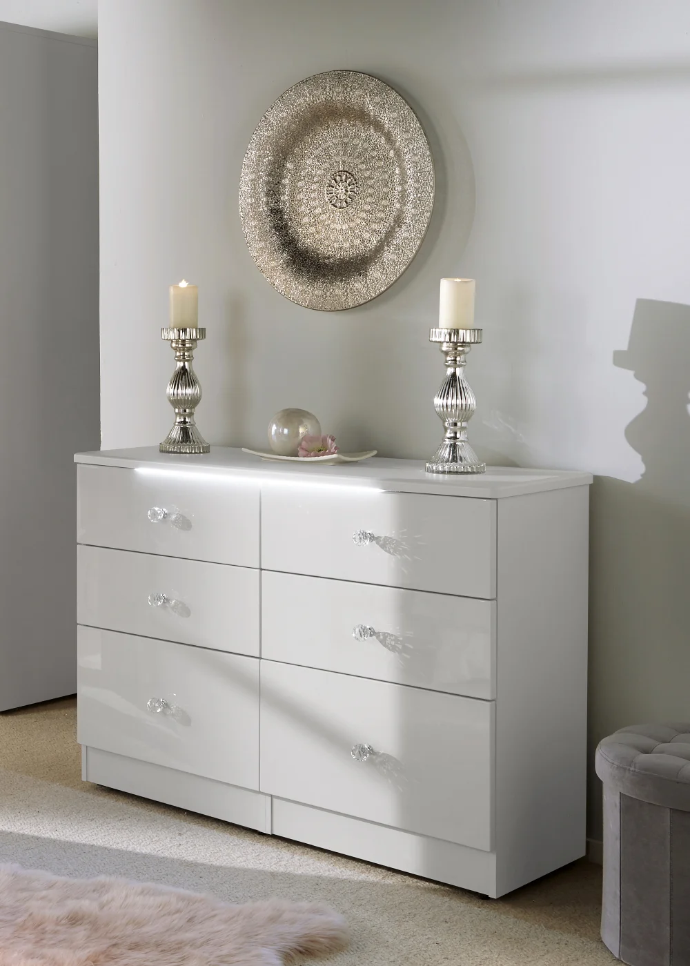 Swift Brilliance 6 Drawer Wide Chest with LED lights (79.5cm x 41.5cm x 112cm) - One Size Image 5