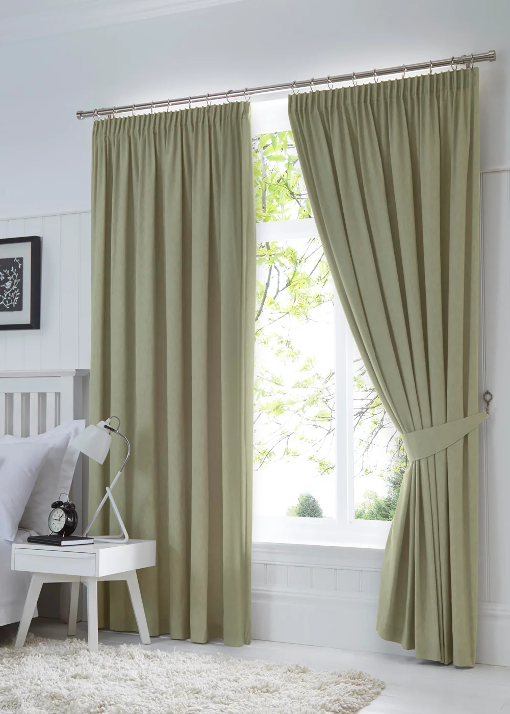 Fusion Dijon Blackout Green Pencil Pleat Curtains - 46W X 54D (116x137cm) Image 1