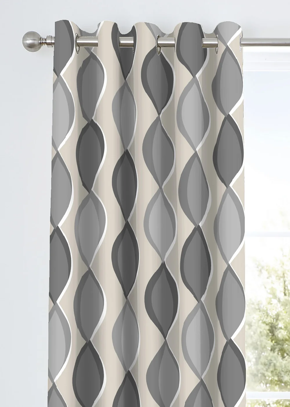 Fusion Lennox Grey Eyelet Curtains - 46W X 54D (116x137cm) Image 2