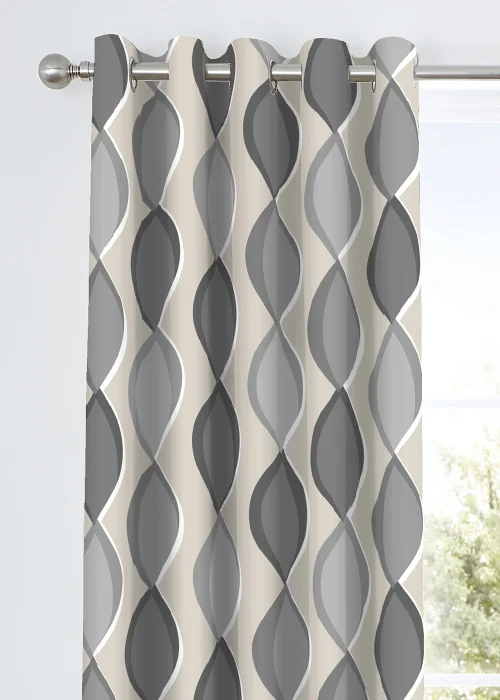 Fusion Lennox Grey Eyelet Curtains - 46W X 54D (116x137cm) Image 2