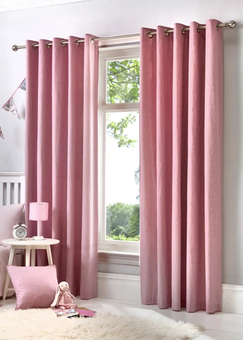 Fusion Sorbonne Pink Eyelet Curtains - 46W X 54D (116x137cm) Image 1