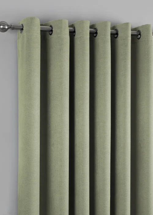 Fusion Strata Dimout Green Eyelet Curtains - 46W X 54D (116x137cm) Image 3