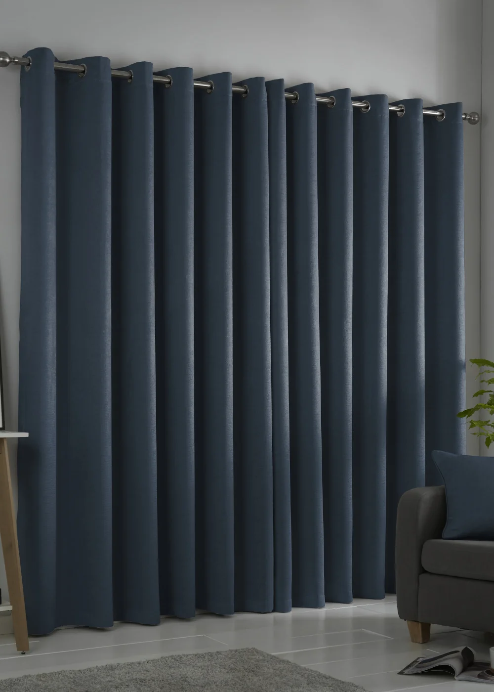 Fusion Strata Dimout Navy Eyelet Curtains - 46W X 54D (116x137cm) Image 2
