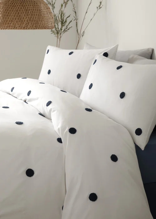 Appletree Dot Garden White/Navy Duvet Cover Set - Single Image 2