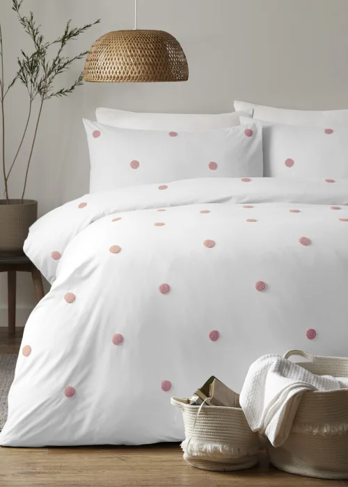 Appletree Dot Garden Pink Duvet Cover Set - Single Image 1