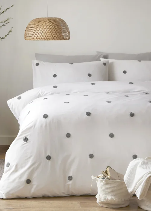 Appletree Dot Garden White/Grey Duvet Cover Set - Single Image 1