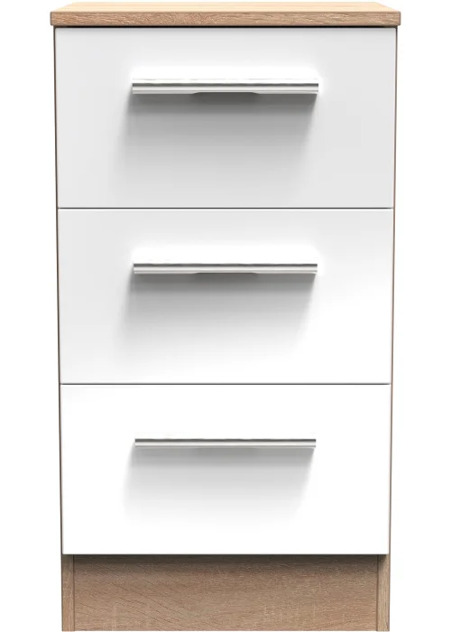 Swift Prague 3 Drawer Bedside Table (69.5cm x 41.5cm x 39.5cm) - One Size Image 1