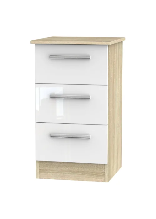 Swift Prague 3 Drawer Bedside Table (69.5cm x 41.5cm x 39.5cm) - One Size Image 2