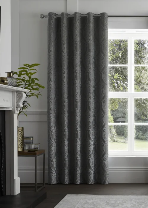 Curtina Chateau Jacquard Eyelet Curtains - 46W X 54D (116x137cm) Image 4