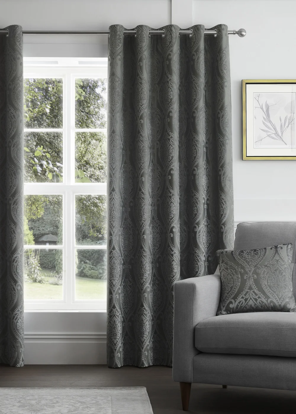 Curtina Chateau Jacquard Eyelet Curtains - 46W X 54D (116x137cm) Image 1