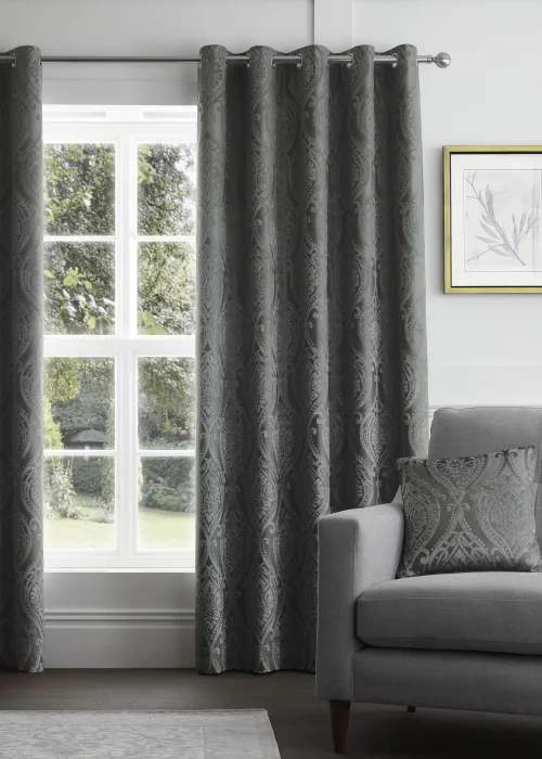 Curtina Chateau Jacquard Eyelet Curtains - 46W X 54D (116x137cm) Image 1