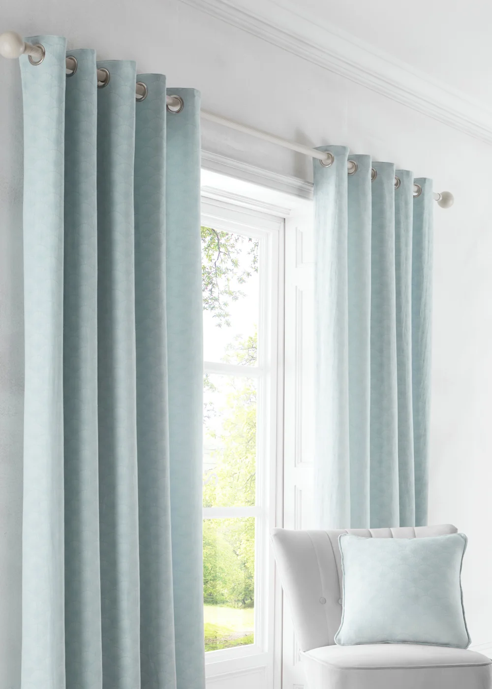 Dreams & Drapes Tiffany Jacquard Eyelet Curtains - 46W X 54D (116x137cm) Image 1