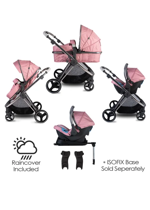 Red Kite Push Me Pace Blush 3 in 1 Travel System Pram (105.5cm x 59cm x 92cm) - One Size Image 5