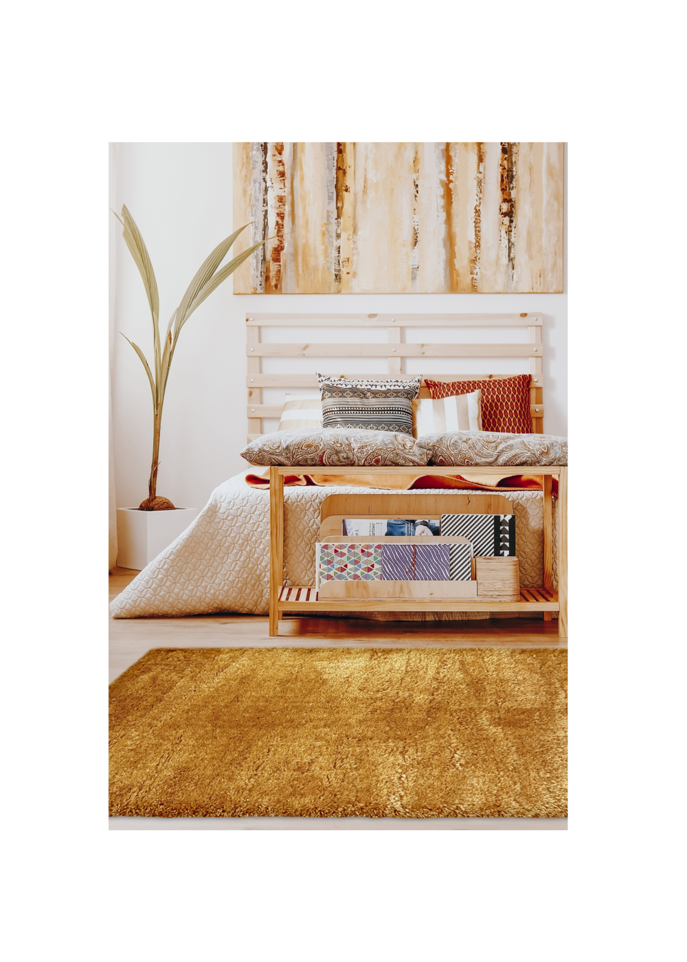 Homemaker Ochre Supersoft Shaggy Rug - 80 x 150 Image 1