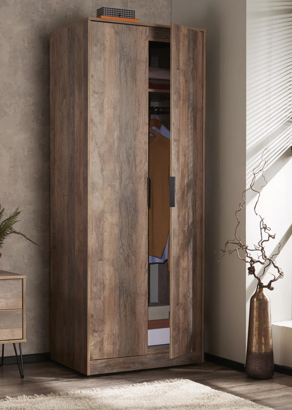 Swift Milano 2 Door Wardrobe (197cm x 53cm x 74cm) - One Size Image 2