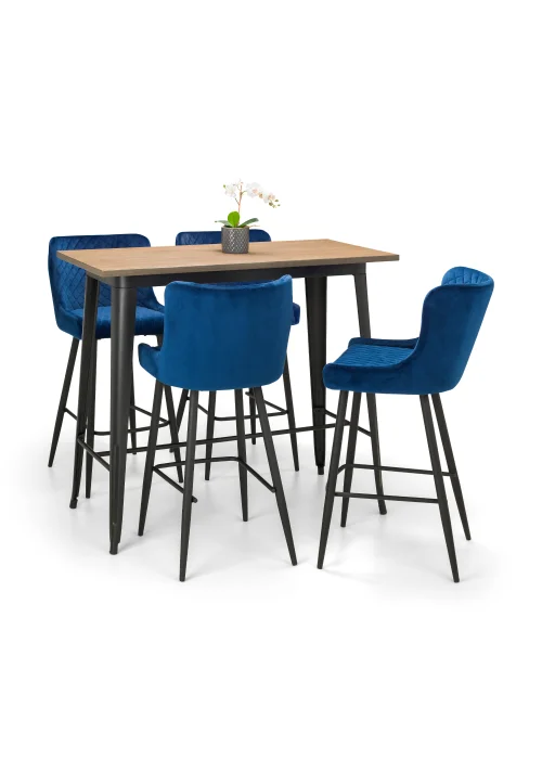 Julian Bowen Luxe Velvet Bar Stool (105 x 46 x 54 cm) - One Size Image 3