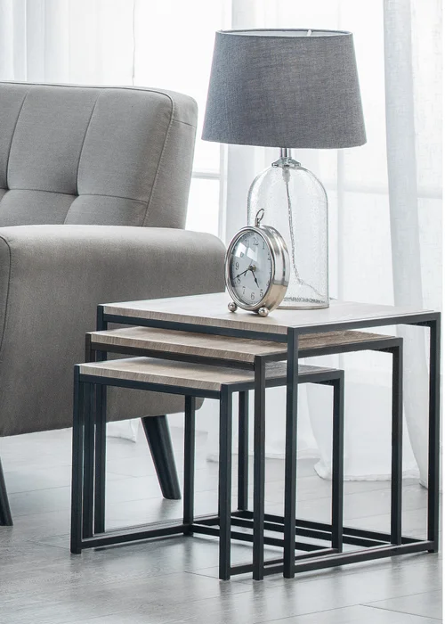 Julian Bowen Tribeca Nest Of 3 Tables Black/Sonoma Oak (45 x 45 x 45 cm) - No Size Image 1