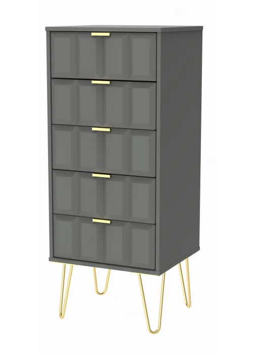 Ready Assembled Cube 5 Drawer Tall Bedside Cabinet - One Size Image 4