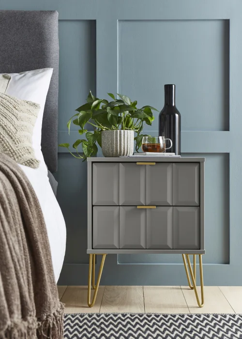 Ready Assembled Cube 2 Drawer Bedside Cabinet - One Size Image 1