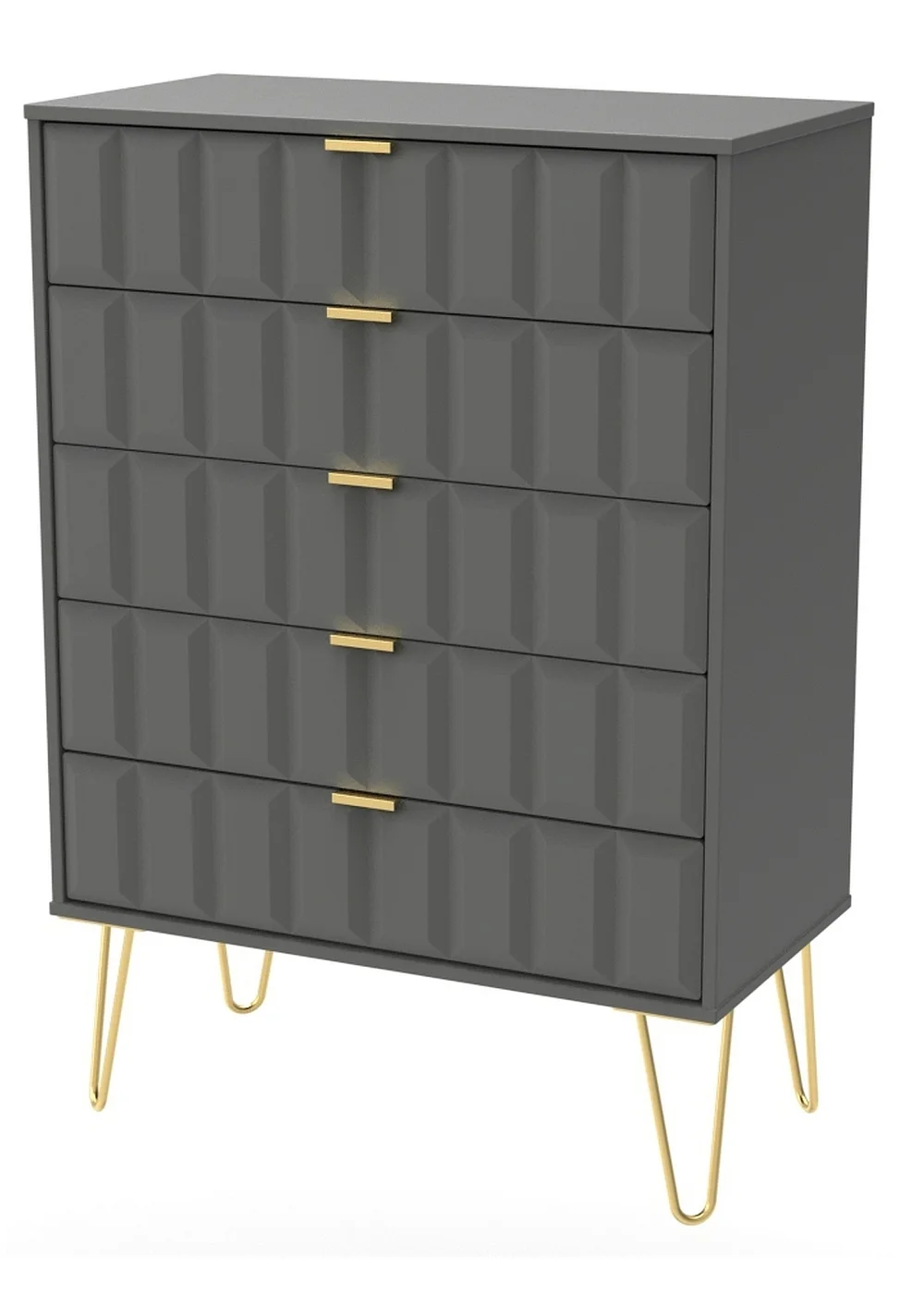 Ready Assembled Cube 5 Drawer Chest of Drawers - One Size Image 2