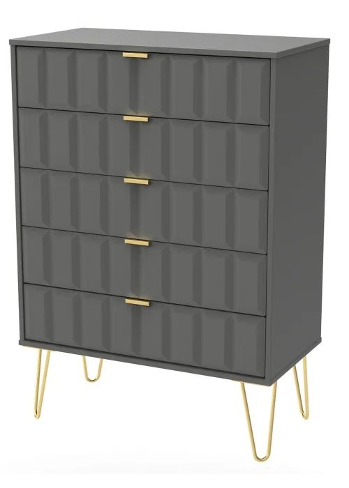 Ready Assembled Cube 5 Drawer Chest of Drawers - One Size Image 2