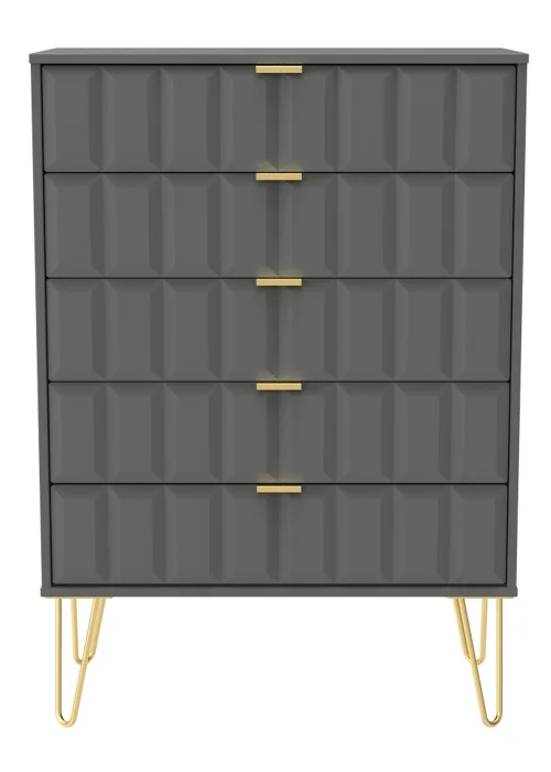 Ready Assembled Cube 5 Drawer Chest of Drawers - One Size Image 1