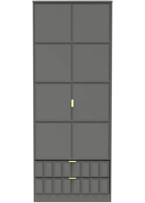 Ready Assembled Cube 2 Door 2 Drawer Tall Wardrobe - One Size Image 2