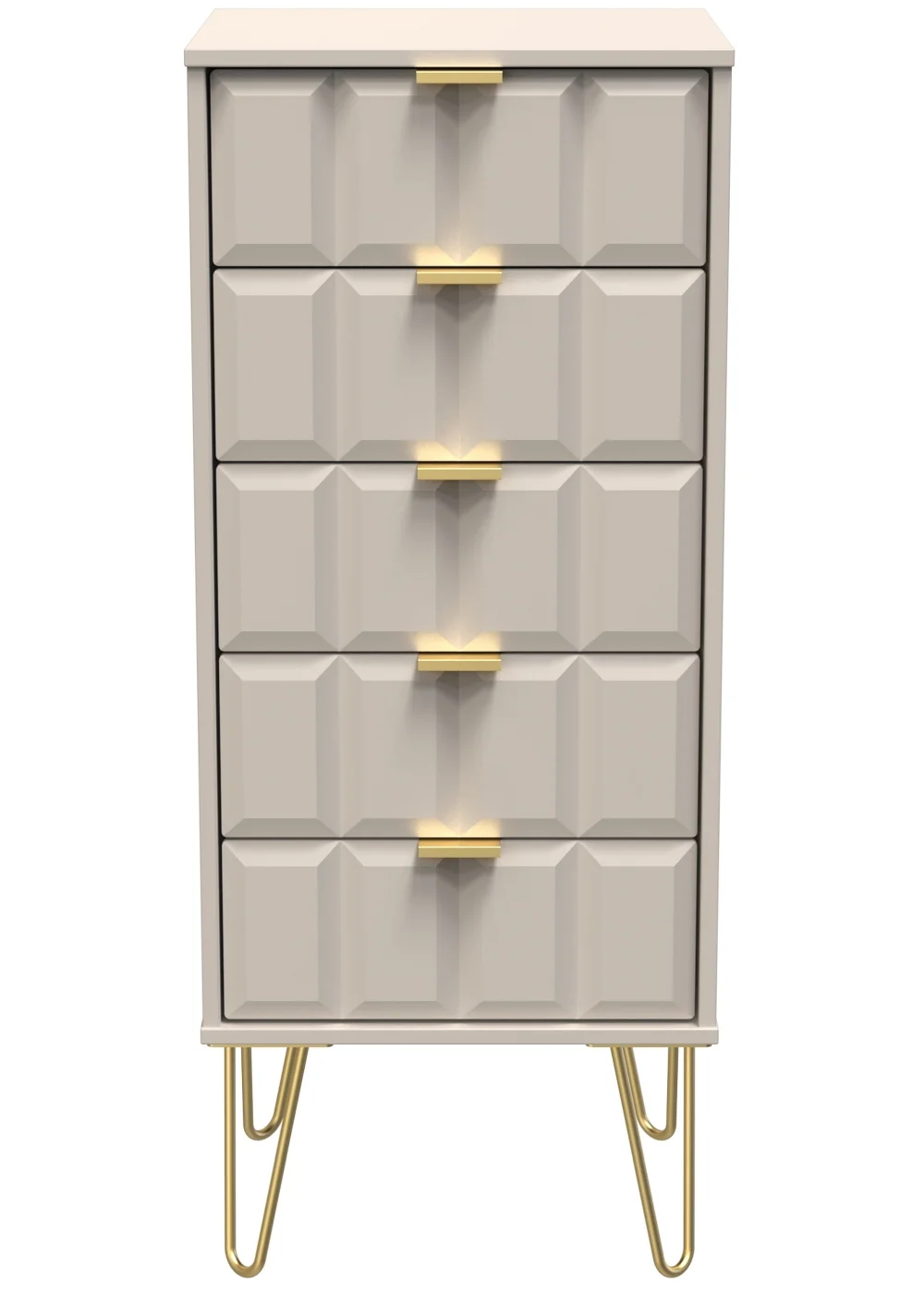 Ready Assembled Cube 5 Drawer Tall Bedside Cabinet - One Size Image 1
