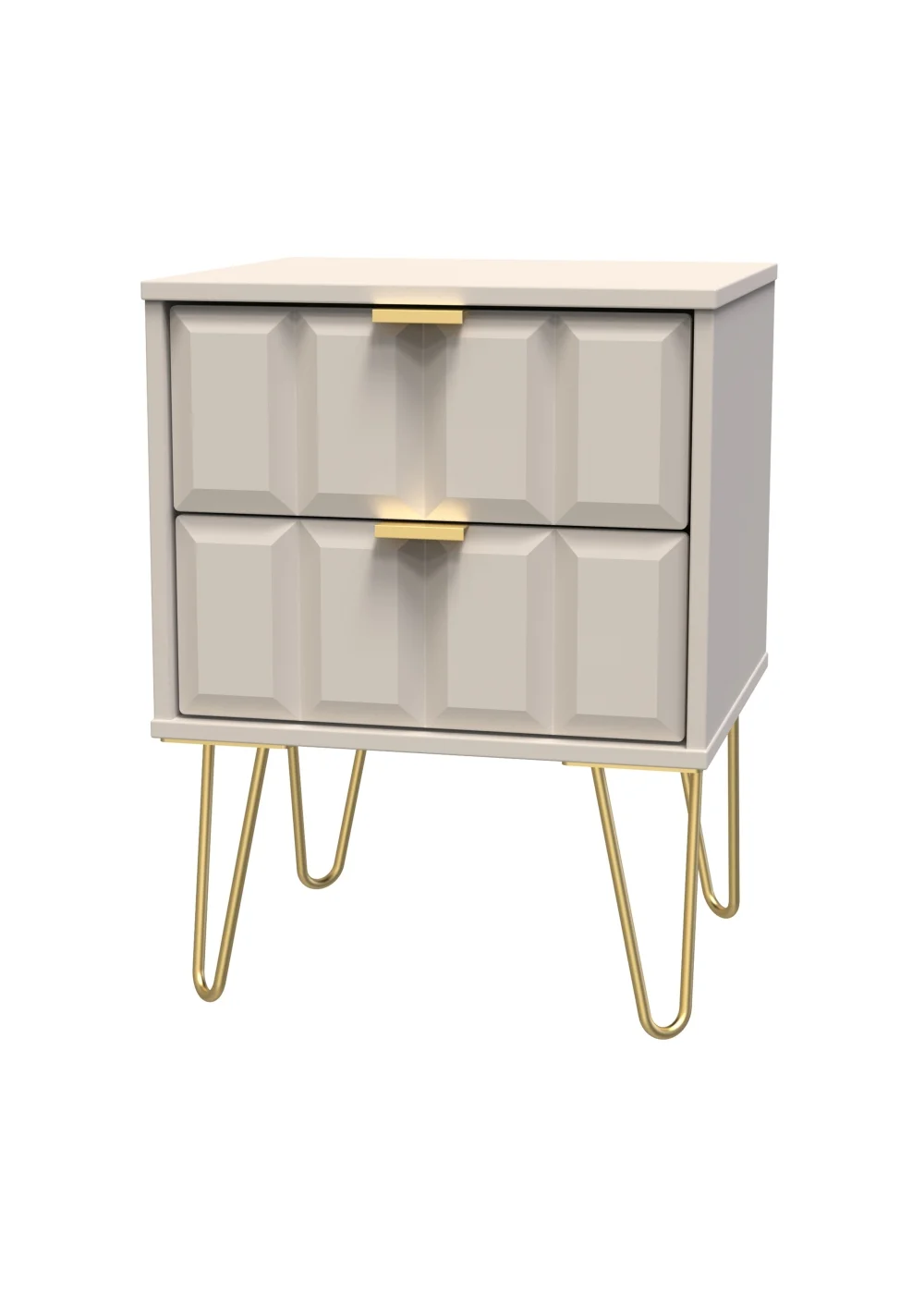 Ready Assembled Cube 2 Drawer Bedside Cabinet - One Size Image 2