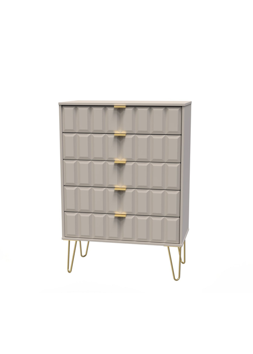 Ready Assembled Cube 5 Drawer Chest of Drawers - One Size Image 3