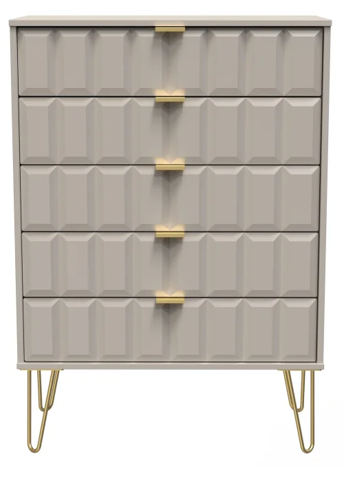 Ready Assembled Cube 5 Drawer Chest of Drawers - One Size Image 1