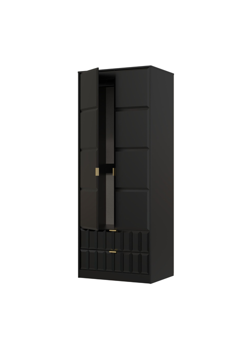 Swift Cube 2 Door 2 Drawer Tall Wardrobe (197cm x 53cm x 74cm) - One Size Image 4