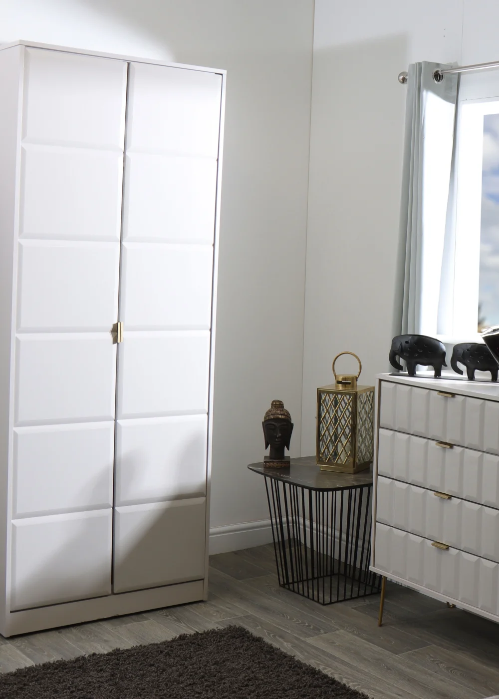 Ready Assembled Cube 2 Door 2 Drawer Tall Wardrobe - One Size Image 1