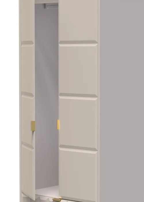 Ready Assembled Cube 2 Door 2 Drawer Tall Wardrobe - One Size Image 3