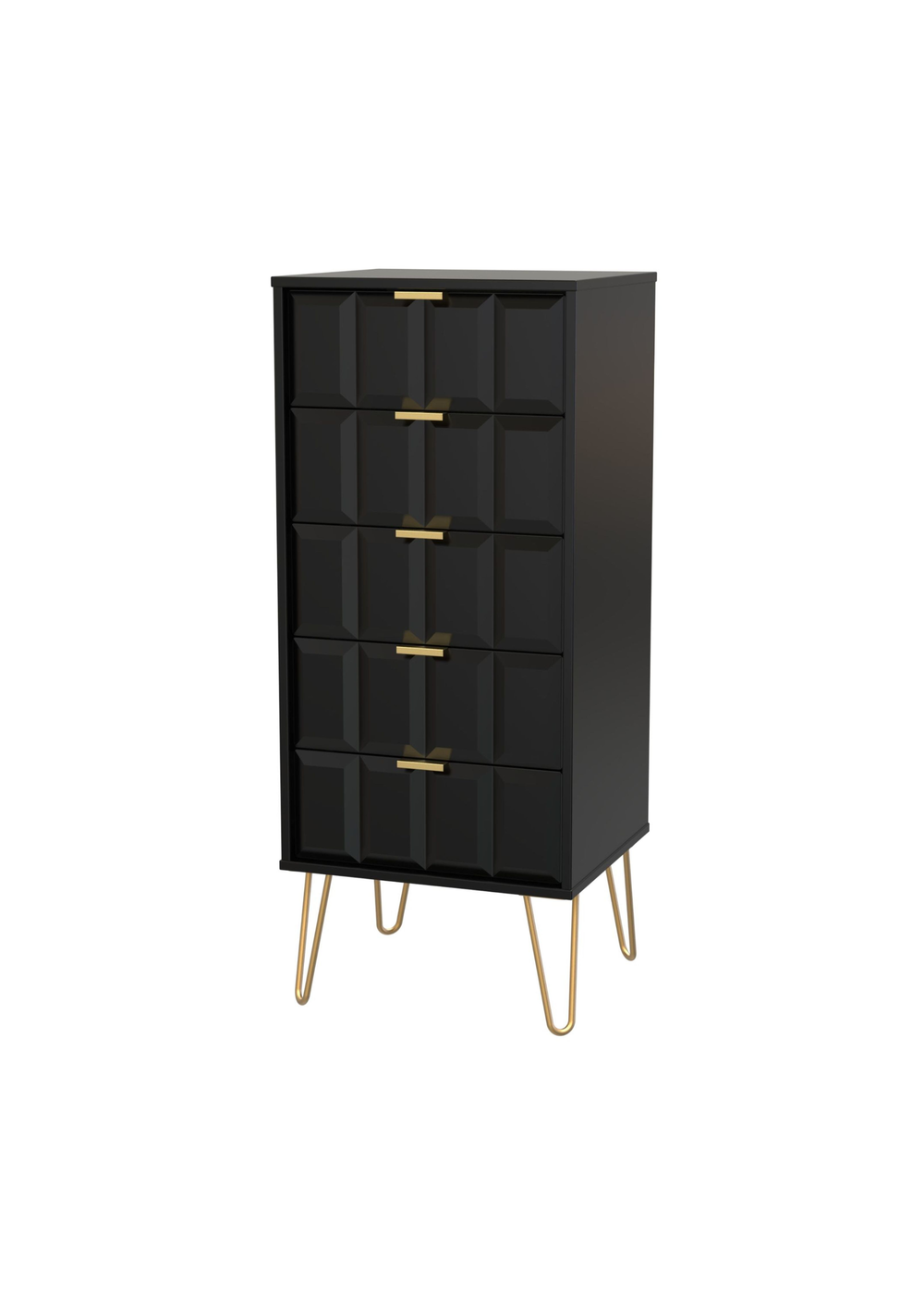 Swift Cube 5 Drawer Tall Bedside Cabinet (107.5cm x 41.5cm x 39.5cm) - One Size Image 3