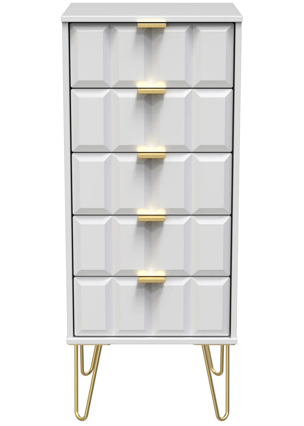 Ready Assembled Cube 5 Drawer Tall Bedside Cabinet - One Size Image 2