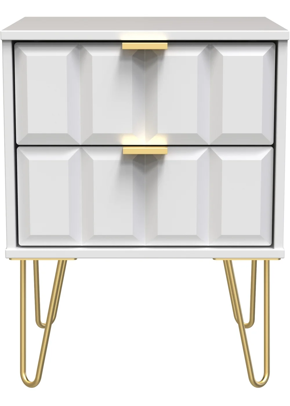 Ready Assembled Cube 2 Drawer Bedside Cabinet - One Size Image 1