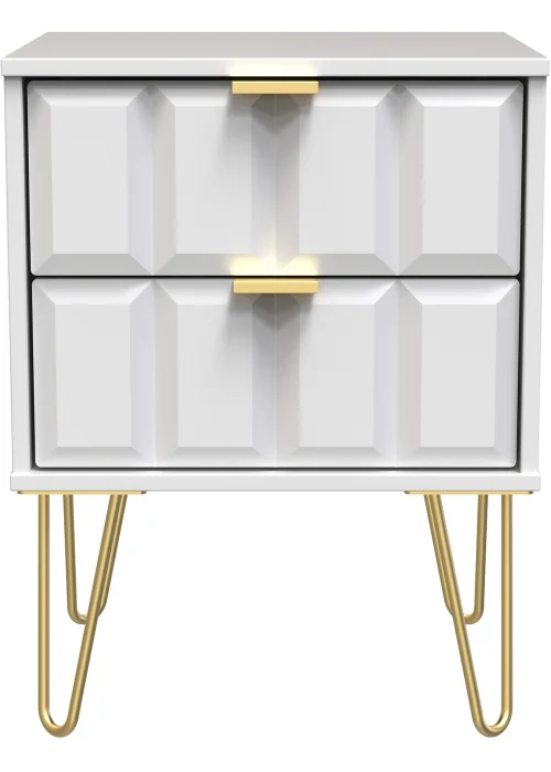 Ready Assembled Cube 2 Drawer Bedside Cabinet - One Size Image 1