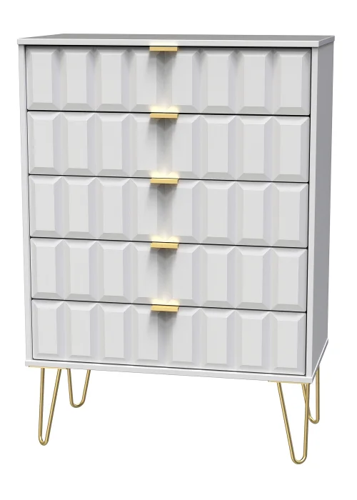 Ready Assembled Cube 5 Drawer Chest of Drawers - One Size Image 3