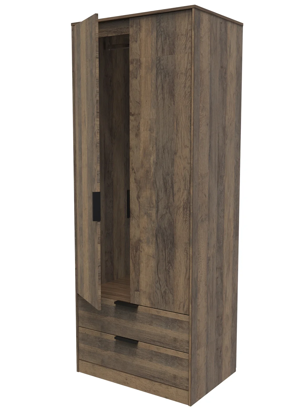 Swift Milano Tall 2 Drawer Wardrobe (197cm x 53cm x 74cm) - One Size Image 3