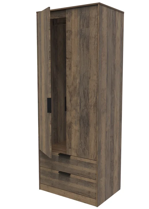 Swift Milano Tall 2 Drawer Wardrobe (197cm x 53cm x 74cm) - One Size Image 3