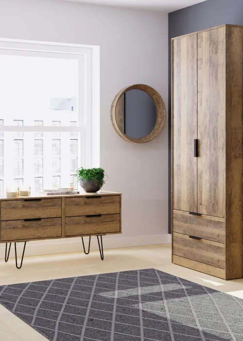 Swift Milano Tall 2 Drawer Wardrobe (197cm x 53cm x 74cm) - One Size Image 2