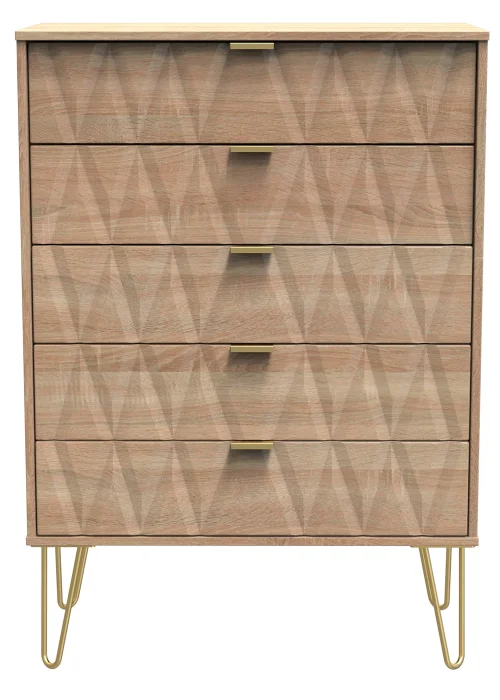 Swift Prism 5 Drawer Chest (107.5cm x 41.5cm x 76.5cm) - One Size Image 1