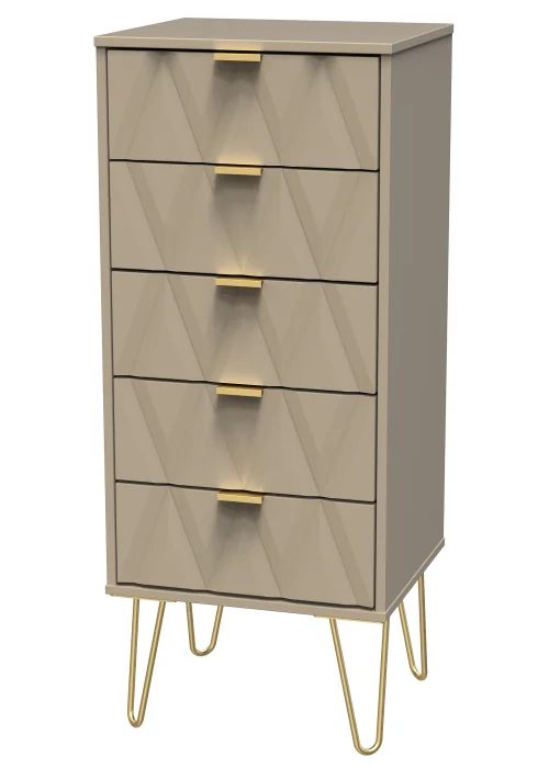 Swift Prism 5 Drawer Bedside Cabinet (107.5cm x 41.5cm x 39.5cm) - One Size Image 3