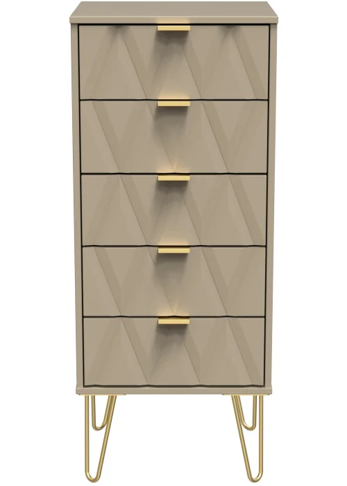 Swift Prism 5 Drawer Bedside Cabinet (107.5cm x 41.5cm x 39.5cm) - One Size Image 1